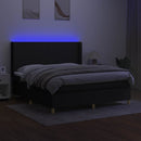 vidaXL fekete szövet rugós és LED-es ágy matraccal 180 x 200 cm