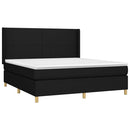 vidaXL fekete szövet rugós és LED-es ágy matraccal 180 x 200 cm