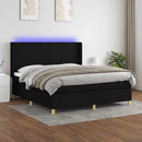 vidaXL fekete szövet rugós és LED-es ágy matraccal 180 x 200 cm