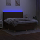 vidaXL barna szövet rugós és LED-es ágy matraccal 180 x 200 cm
