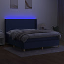 vidaXL kék szövet rugós és LED-es ágy matraccal 180 x 200 cm