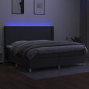 vidaXL sötétszürke szövet rugós és LED-es ágy matraccal 200x200 cm