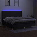 vidaXL fekete szövet rugós és LED-es ágy matraccal 200x200 cm