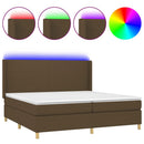 vidaXL barna szövet rugós és LED-es ágy matraccal 200x200 cm