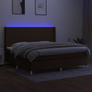 vidaXL barna szövet rugós és LED-es ágy matraccal 200x200 cm