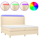 vidaXL krémszínű szövet rugós és LED-es ágy matraccal 200 x 200 cm