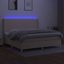 vidaXL krémszínű szövet rugós és LED-es ágy matraccal 200 x 200 cm