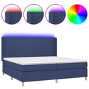 vidaXL kék szövet rugós és LED-es ágy matraccal 200 x 200 cm