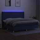 vidaXL kék szövet rugós és LED-es ágy matraccal 200 x 200 cm