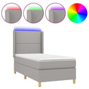 vidaXL világosszürke szövet rugós és LED-es ágy matraccal 90x190 cm