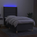 vidaXL sötétszürke szövet rugós és LED-es ágy matraccal 90x190 cm