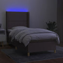 vidaXL tópszínű szövet rugós és LED-es ágy matraccal 90x190 cm