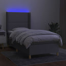 vidaXL világosszürke szövet rugós és LED-es ágy matraccal 100x200 cm
