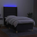 vidaXL fekete szövet rugós és LED-es ágy matraccal 100x200 cm