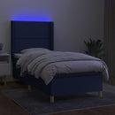 vidaXL kék szövet rugós és LED-es ágy matraccal 100x200 cm