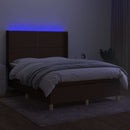 vidaXL barna szövet rugós és LED-es ágy matraccal 140x190 cm