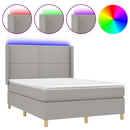 vidaXL világosszürke szövet rugós és LED-es ágy matraccal 140x200 cm