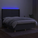 vidaXL sötétszürke szövet rugós és LED-es ágy matraccal 140x200 cm