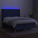 vidaXL kék szövet rugós és LED-es ágy matraccal 140x200 cm
