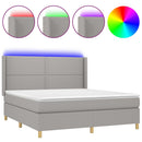 vidaXL világosszürke szövet rugós és LED-es ágy matraccal 160x200 cm
