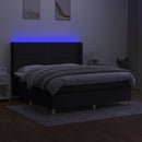 vidaXL fekete szövet rugós és LED-es ágy matraccal 180 x 200 cm