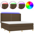 vidaXL barna szövet rugós és LED-es ágy matraccal 180 x 200 cm