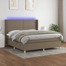 vidaXL tópszínű szövet rugós és LED-es ágy matraccal 180 x 200 cm