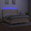 vidaXL krémszínű szövet rugós és LED-es ágy matraccal 180 x 200 cm