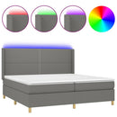 vidaXL sötétszürke szövet rugós és LED-es ágy matraccal 200x200 cm