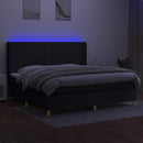 vidaXL fekete szövet rugós és LED-es ágy matraccal 200x200 cm