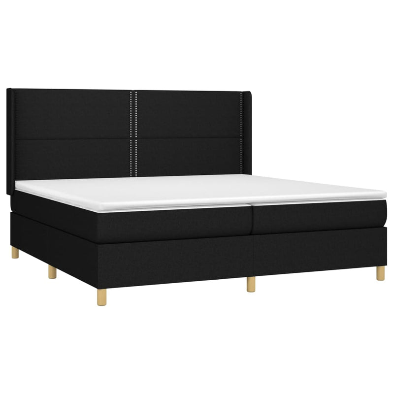 vidaXL fekete szövet rugós és LED-es ágy matraccal 200x200 cm