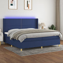 vidaXL kék szövet rugós és LED-es ágy matraccal 200 x 200 cm