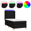 vidaXL fekete szövet rugós és LED-es ágy matraccal 80 x 200 cm