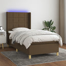 vidaXL barna szövet rugós és LED-es ágy matraccal 80 x 200 cm
