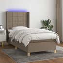 vidaXL tópszínű szövet rugós és LED-es ágy matraccal 90x200 cm