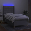 vidaXL világosszürke szövet rugós és LED-es ágy matraccal 100x200 cm