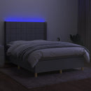 vidaXL világosszürke szövet rugós és LED-es ágy matraccal 140x190 cm