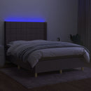 vidaXL tópszínű szövet rugós és LED-es ágy matraccal 140x190cm