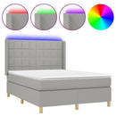 vidaXL világosszürke szövet rugós és LED-es ágy matraccal 140x200 cm