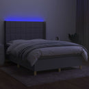vidaXL világosszürke szövet rugós és LED-es ágy matraccal 140x200 cm