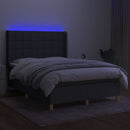 vidaXL sötétszürke szövet rugós és LED-es ágy matraccal 140x200 cm