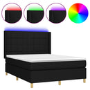 vidaXL fekete szövet rugós és LED-es ágy matraccal 140x200 cm