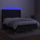 vidaXL fekete szövet rugós és LED-es ágy matraccal 140x200 cm