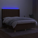 vidaXL barna szövet rugós és LED-es ágy matraccal 140x200 cm