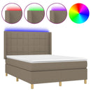 vidaXL tópszínű szövet rugós és LED-es ágy matraccal 140x200 cm
