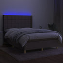 vidaXL tópszínű szövet rugós és LED-es ágy matraccal 140x200 cm