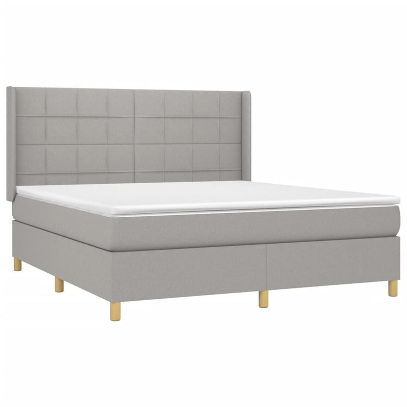 vidaXL világosszürke szövet rugós és LED-es ágy matraccal 160x200 cm