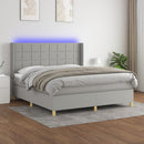 vidaXL világosszürke szövet rugós és LED-es ágy matraccal 160x200 cm