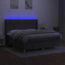 vidaXL sötétszürke szövet rugós és LED-es ágy matraccal 160x200 cm