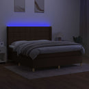 vidaXL barna szövet rugós és LED-es ágy matraccal 160x200 cm